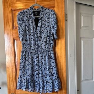 MSK Floral Mini Dress in Blue and Black